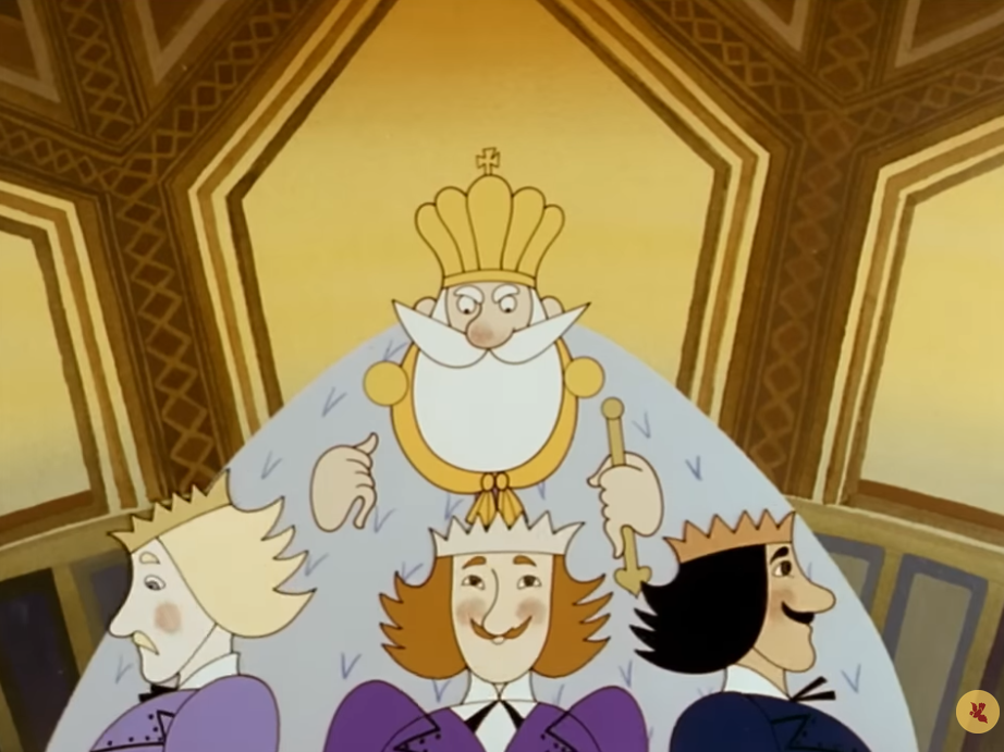 A king demands of a blonde prince, a brunette prince, and a black haired prince