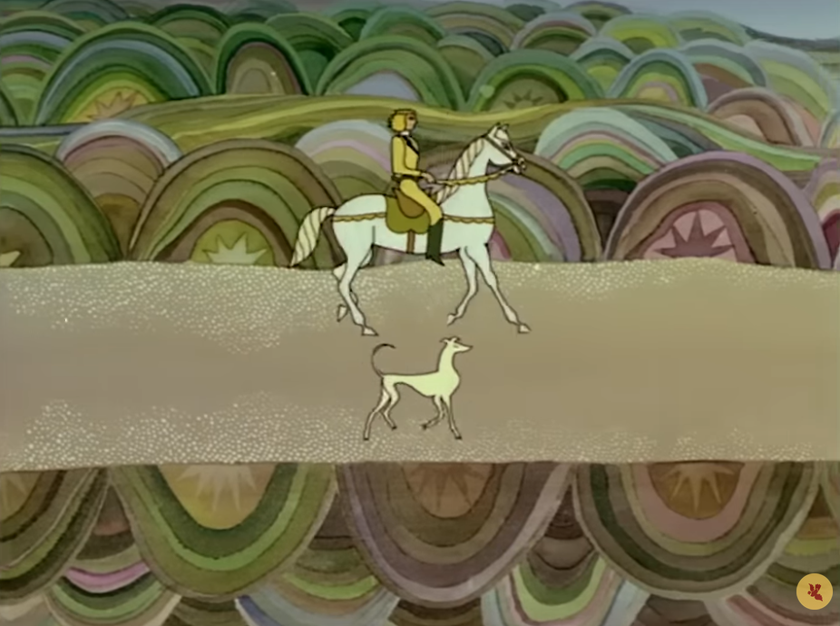 A prince, a white horse, and a white dog venture into the forest